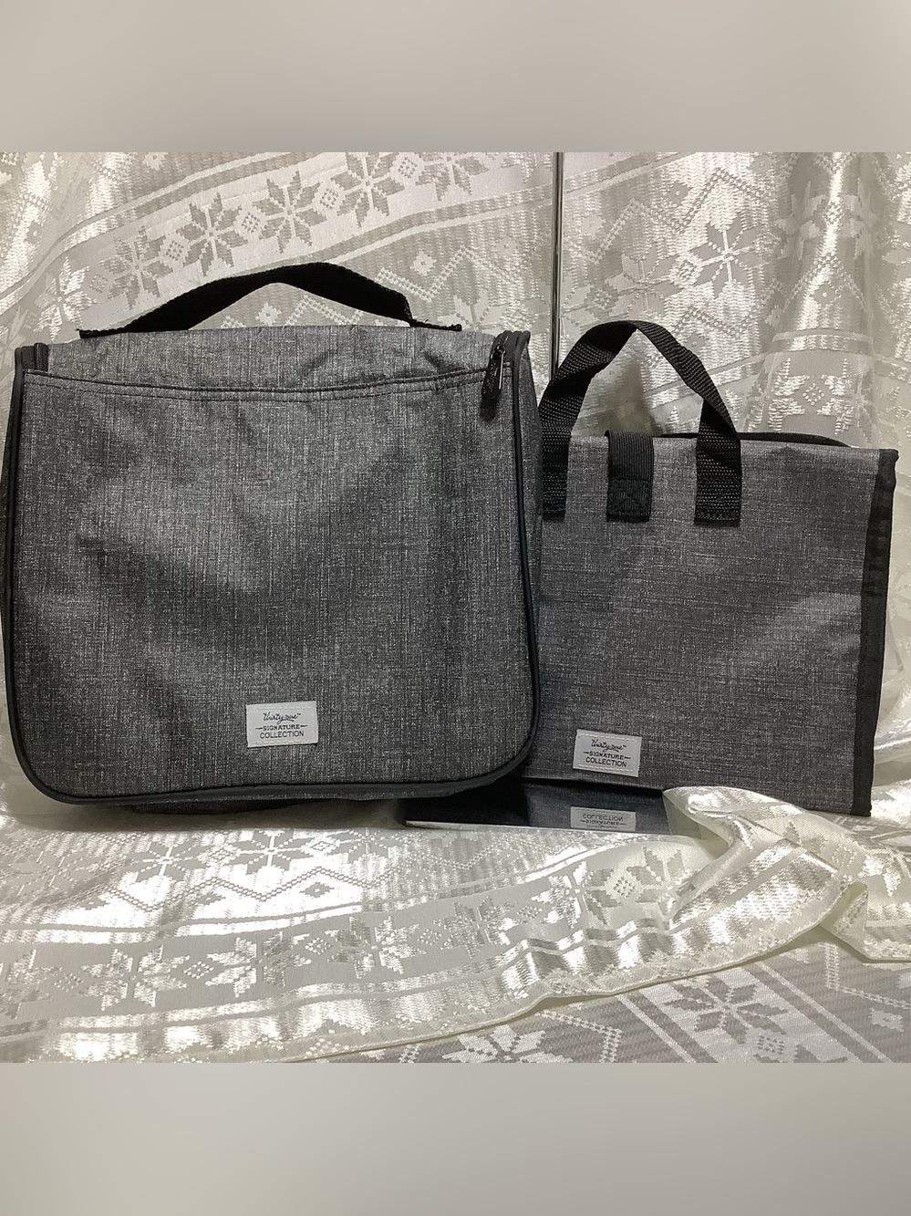 Thirty-One Toiletry Bags Set of Two Signature Collection Black Grey Unisex